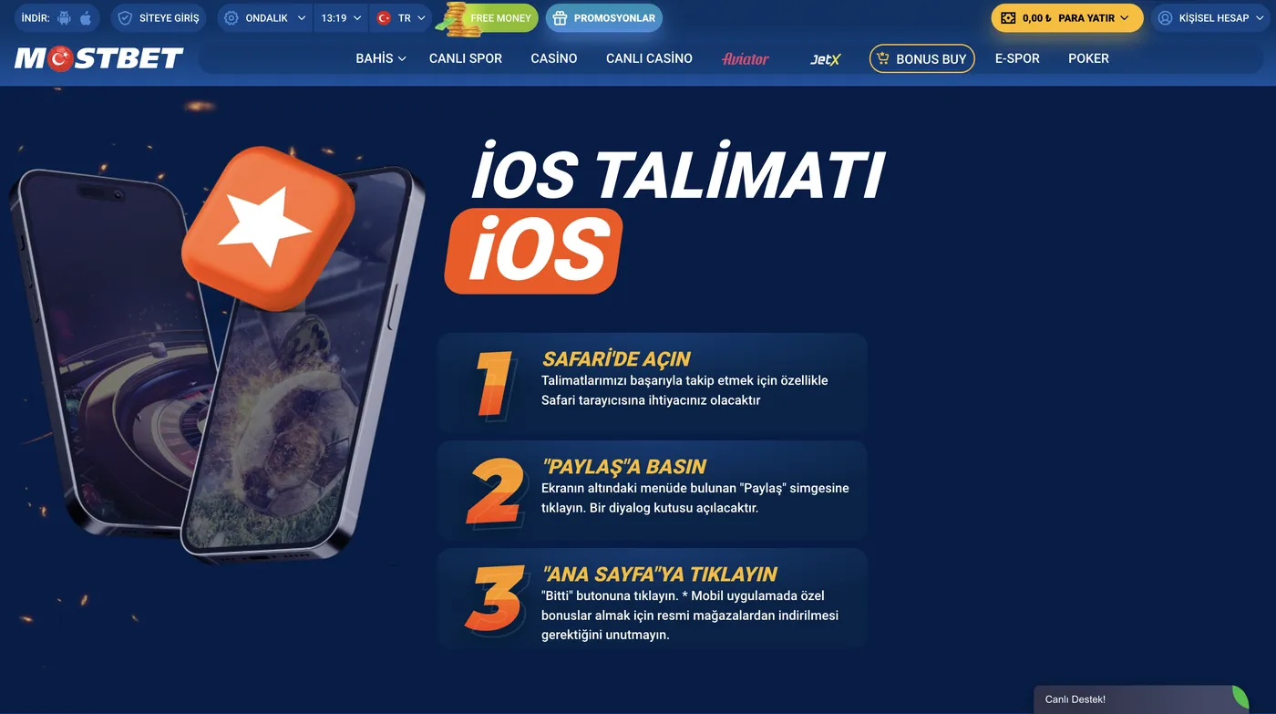 iOS için Mostbet uygulaması: özellikler ve kurulum